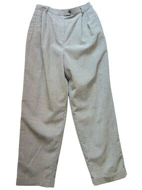 Austin Reed Women's Wool Straight Leg Pleated Pants Size Petite Gray Houndstooth